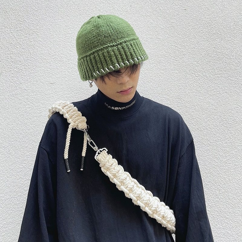 韩国设计师锁边大头围毛线渔夫帽帽子男显脸小秋冬针织盆帽水桶帽,淘宝优惠券,粉丝福利购,淘宝优惠卷