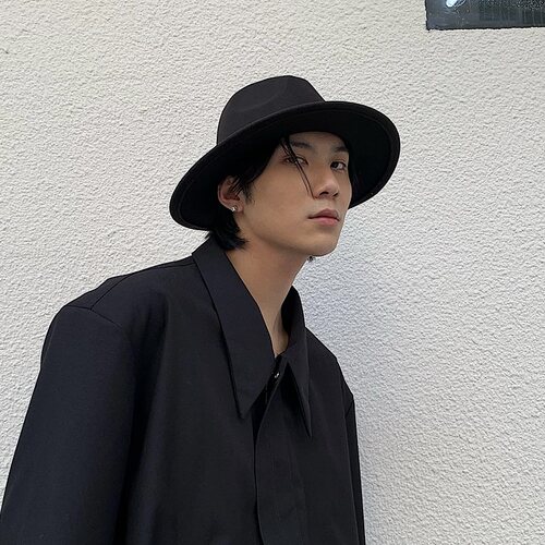 网红礼帽男大头围法式爵士帽英伦复古绅士帽洋气大檐帽休闲毛呢帽 - 图0