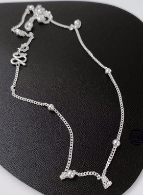 足银999女项链纯银锁骨链隔珠链