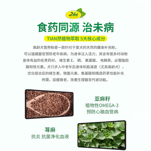 德国cdvet高龄犬膳食粉缓解老年症状狗通用营养膏草本保健泰迪柴 - 图0