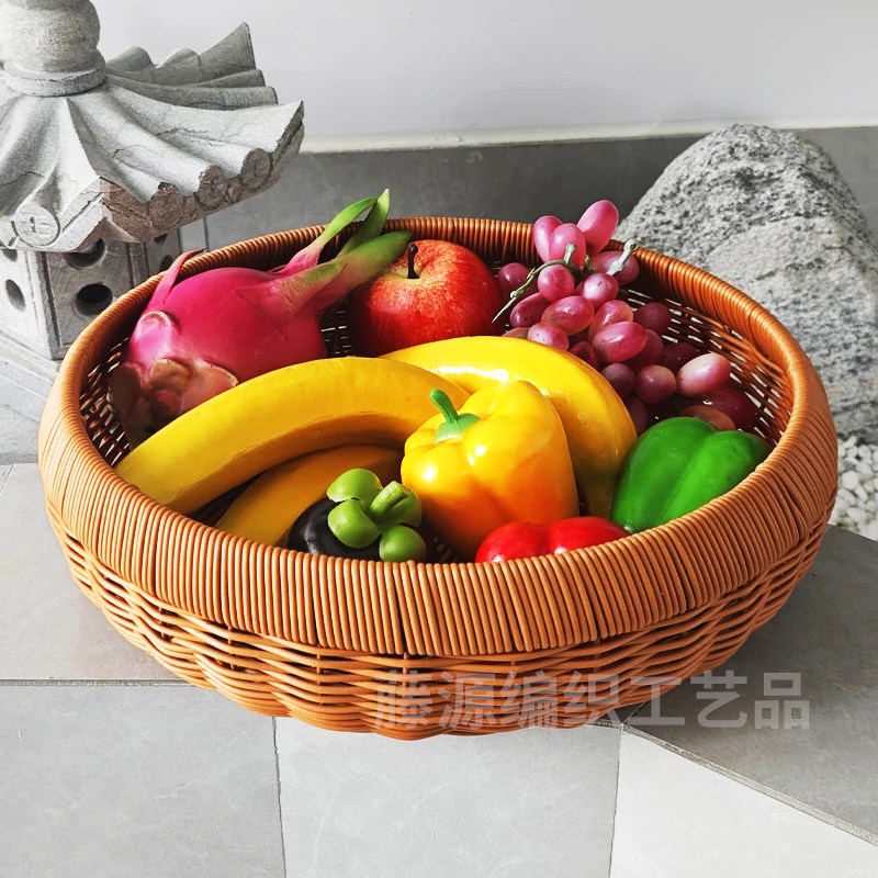 收纳筐手工仿藤茶几编织家用零食干货鸡蛋复古中式客厅圆形储物篮,淘宝优惠券,粉丝福利购,淘宝优惠卷