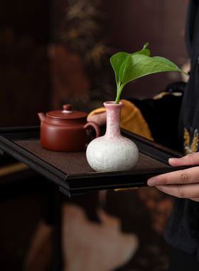缘宿结晶釉迷你花瓶现代简约陶瓷花插摆件桌面装饰品创意家居花器