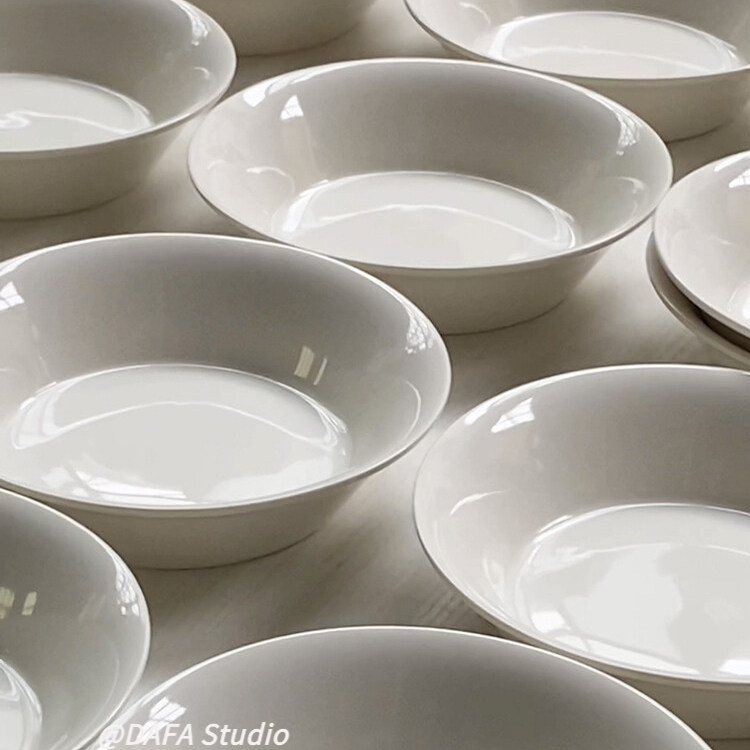 韩式ins风6.5寸弯边敞口白色深盘汤菜盘沙拉碗水果盘家用一人食