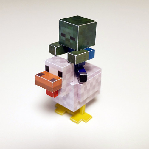 我的世界纸模型小鸡蜜蜂僵尸恶魂宝宝史莱姆轻灵蜘蛛末影螨3d立体 - 图0