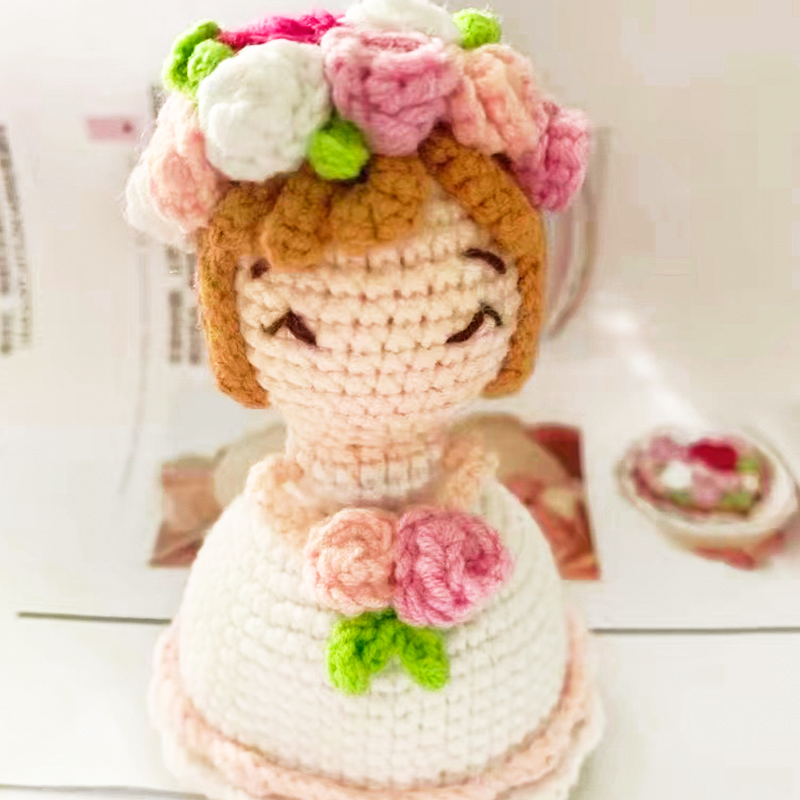 变身新娘手捧花材料包手工编织diy毛线翻转花束变装公主娃娃成品 - 图2