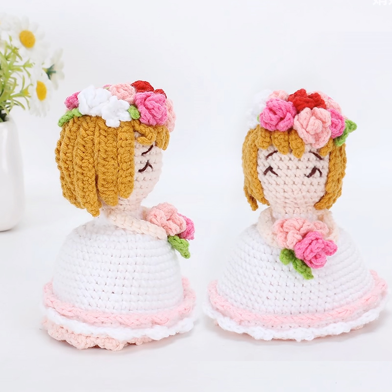 变身新娘手捧花材料包手工编织diy毛线翻转花束变装公主娃娃成品 - 图0