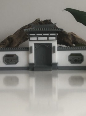 古建筑门头院墙微缩摆件拼装大门微景观中式古建筑复古国风门头