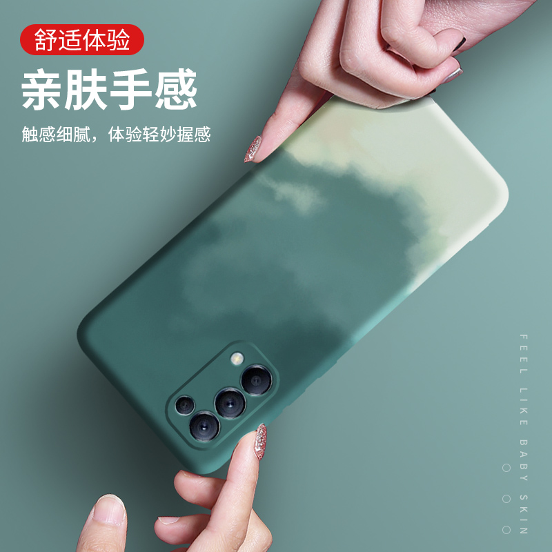 水彩适用oppoReno5pro手机壳Reno5pro+液态硅胶新品女款爱酷oppo全包防摔Reno5pro十网红por男款保护套适用 - 图1