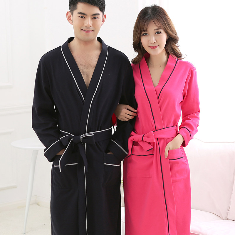 秋冬情侣男士宽松长袖中长款睡袍 美凤凰睡袍/浴袍