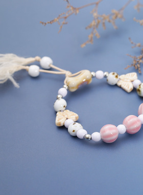 景德镇陶瓷手链燕尾蝶手串民族风瓷珠手链