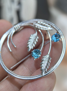 美国回流vintage中古Van Dell银质胸针圆环花卉孤品 打标sterling