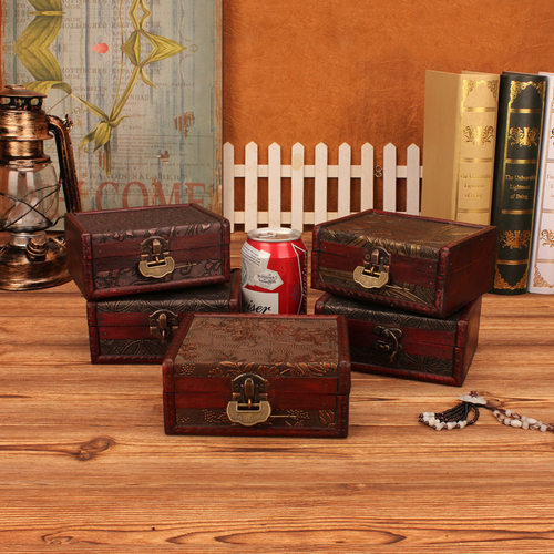 复古盒子木质欧式首饰盒木制复古箱子道具收纳储物工艺品-图2