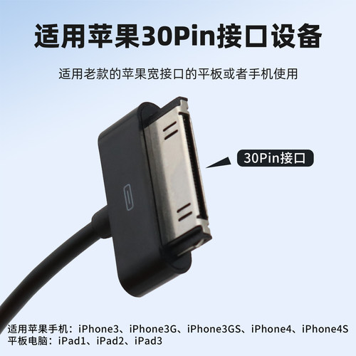 TYPE C 转 30pin数据线老式接口老款插头充电线USB充电器typec口转换线适用于苹果iPhone4/4S iPad1/2/3 ipod - 图0