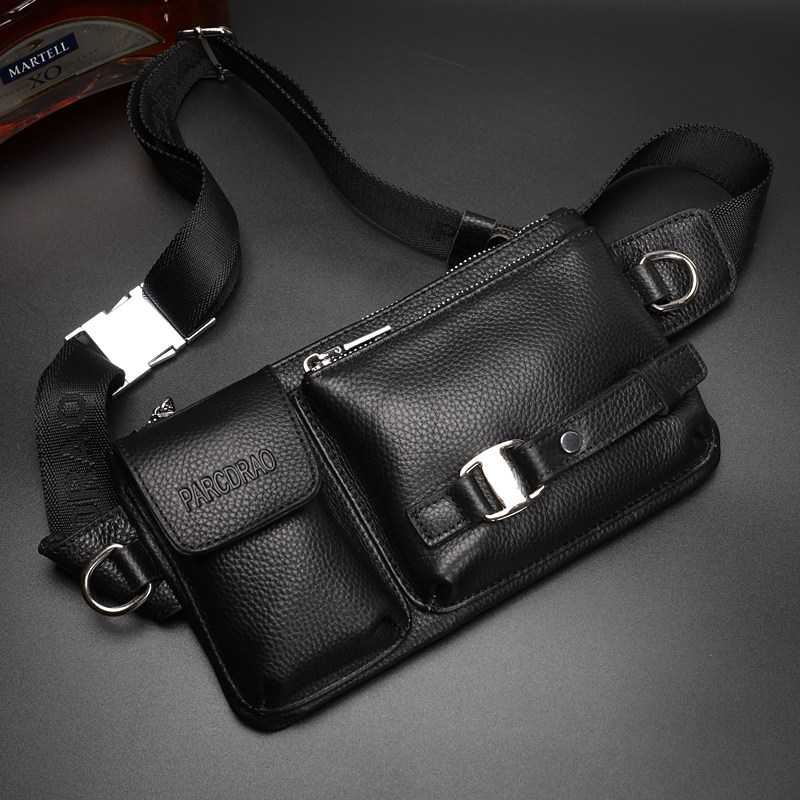 男头层牛皮韩版多功能手机包腰包 帕克狄奥男士包袋