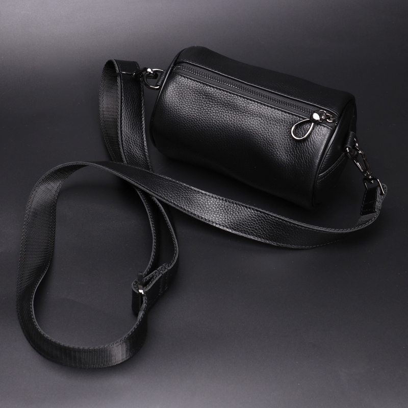 男ins日韩潮流圆筒头层牛皮斜挎包 帕克狄奥男士包袋