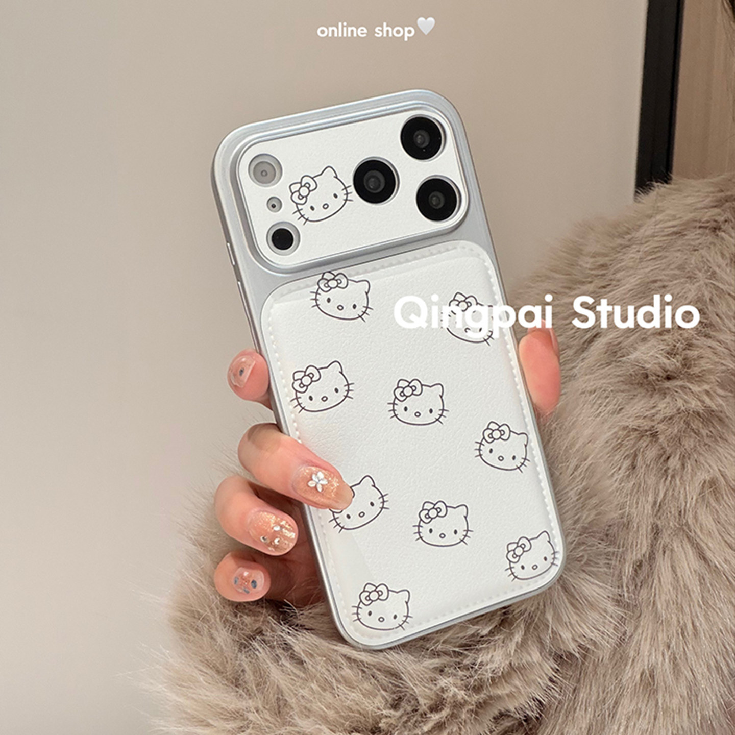 轻派皮质ins白色线条猫咪适用苹果17promax手机壳iphone16pro新款15女款14银色边框13小众简约日韩风全包硬壳,淘宝优惠券,粉丝福利购,淘宝优惠卷
