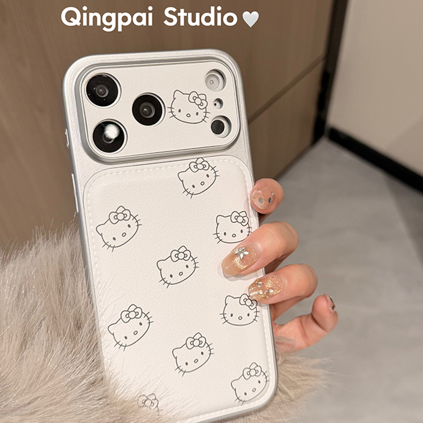 轻派皮质ins白色线条猫咪适用苹果17promax手机壳iphone16pro新款15女款14银色边框13小众简约日韩风全包硬壳,淘宝优惠券,粉丝福利购,淘宝优惠卷