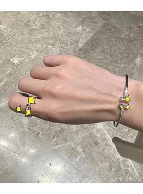 不diao色 手镯女镀金18k玫瑰金开口款2024新款网红同款白贝母手环