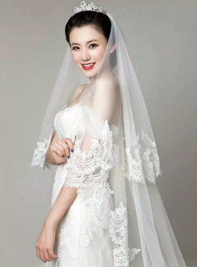 韩版蕾丝软头纱新娘婚礼
