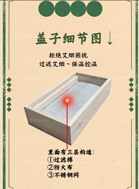 无烟铺灸盒隔姜灸艾灸盒铺灸盒木制灸盒督脉灸火龙灸腰腹姜灸盒