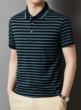MEN'S POEM曼茨帛24夏新款男士条纹T恤POLO/M24S1001