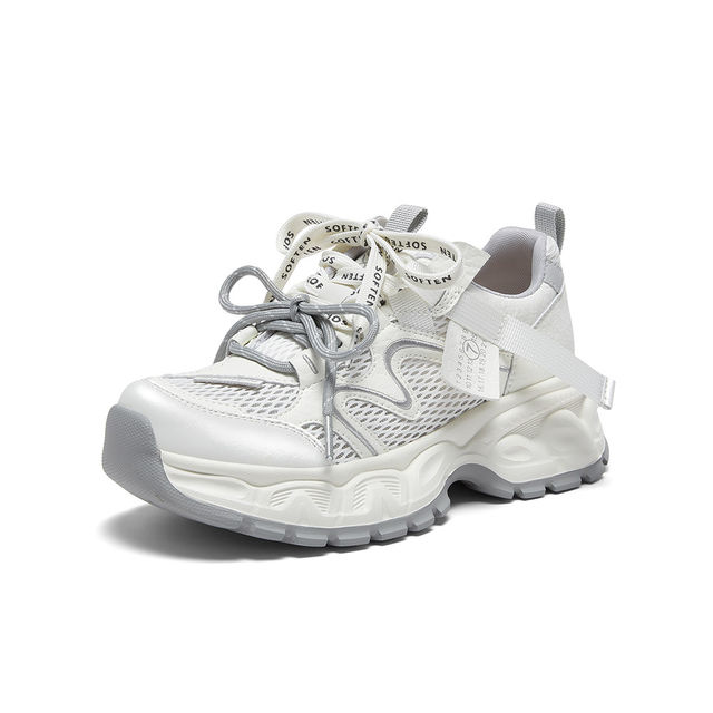 ຮູບພາບທີ່ດີທີ່ສຸດ 26 Summer Mall Mesh Breathable Grey Dad Shoes Thick Sole Heightening Sports Women's Shoes G1032BM6