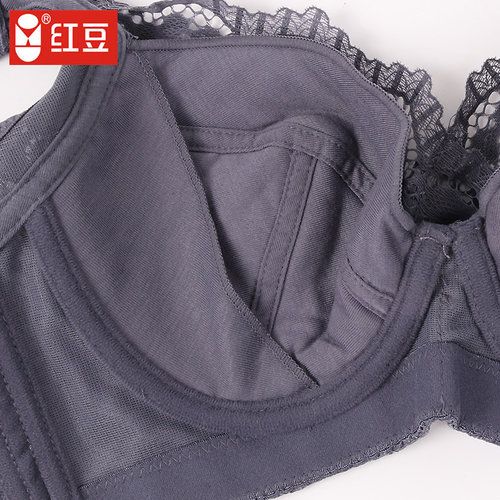 Hodo/红豆文胸软钢圈内衣聚拢D罩杯蕾丝网眼花边大胸mm女士胸罩 - 图2