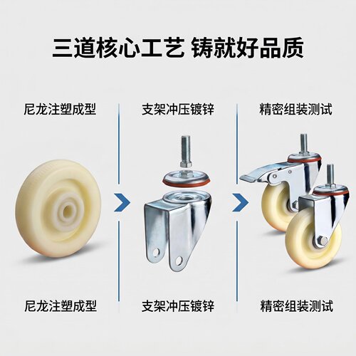 尼龙轮3寸-5寸万向轮脚轮丝杆轮M10M12M14M16刹车轮餐车推车轮子 - 图2