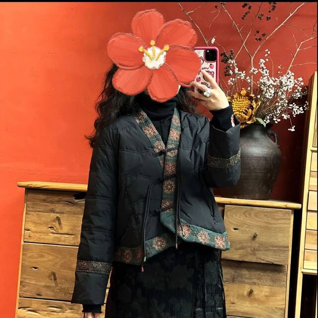 ແບບຊົນເຜົ່າຈີນ embroidered slanted lapel jacket ຝ້າຍຄໍ V