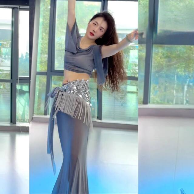 Belly dance new high-end large size performance hip scarf slimming performance ການປະຕິບັດລະບົບຕ່ອງໂສ້ແອວ