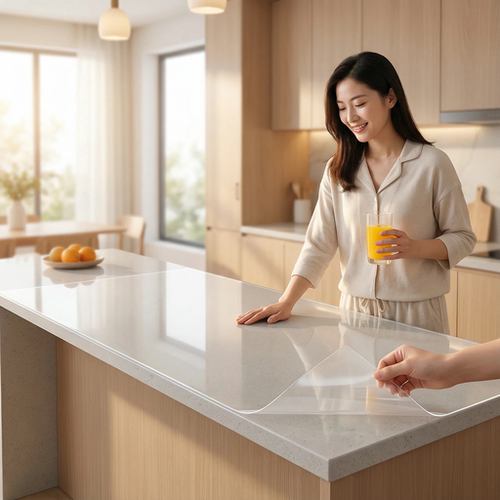 进口TPU家具保护膜大理石岩板桌子实木大板茶几奢石灶台透明贴膜 - 图2