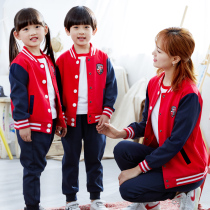 École primaire Uniforme Suit Printemps Automne Hiver Vêtements Enfants Rouge Baseball Uniform Sports Classe Vêtements Maternelle Jardin Suit Trois ensembles