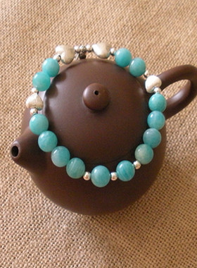 亚马逊天河石心心相印玫瑰银手链