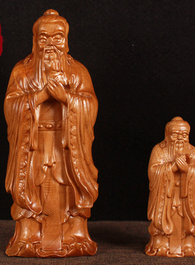 桃木立体家居客厅孔老夫子雕像