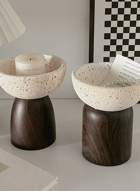 洞石托盘玄关客厅收纳摆件