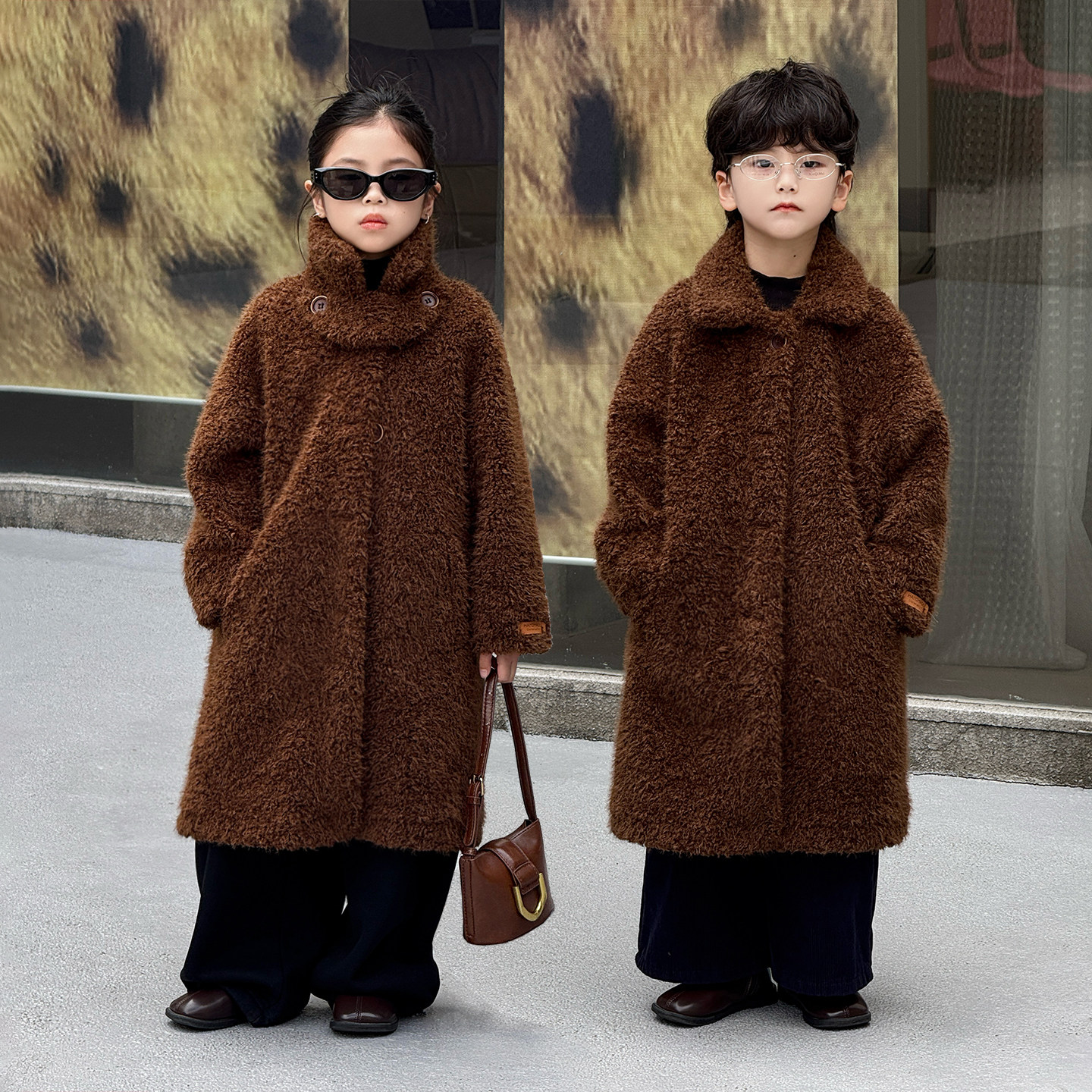 亲子装母子款毛毛外套皮草加绒男女童冬装大衣时尚长款中大童女装,淘宝优惠券,粉丝福利购,淘宝优惠卷