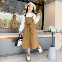 Girls dress Dress Fall Suit 2023 New Ocean Gas Girl Child Great Child Braces Skirt for two sets