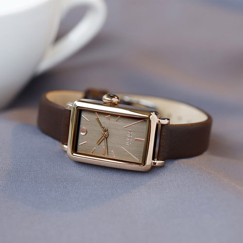 正品聚利时小巧时装手表女长方形真皮带潮流女学生小表盘防水表 - 图0