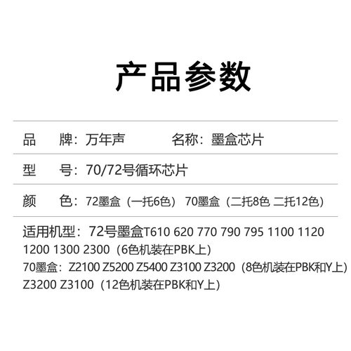MAG适用惠普HP72填充墨盒芯片T610 620 770 790 795 1100 1120 1200 1300 2300绘图仪HP72号连供墨盒芯片计数 - 图2