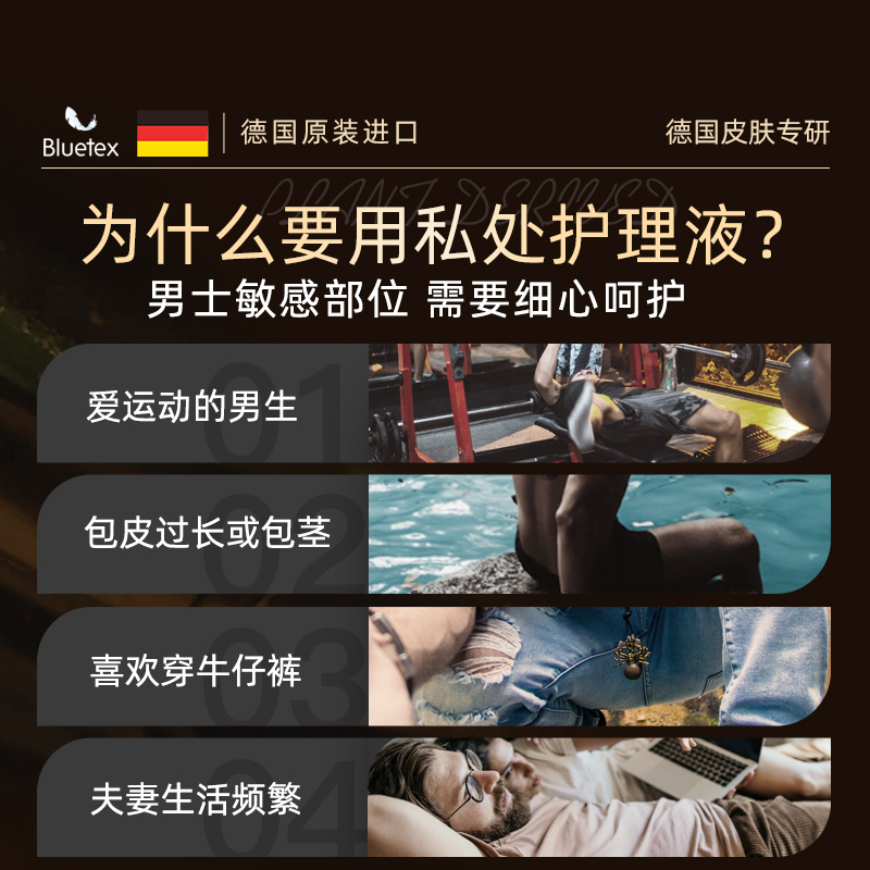 德国Bluetex男士私处护理液男性去垢私密处清洗洗护洗液男