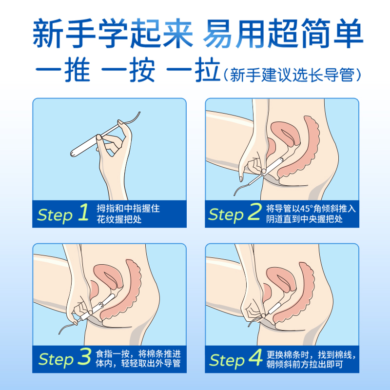 Bluetex蓝宝丝卫生棉条导管式内置卫生巾游泳专用阴道塞防水塞入