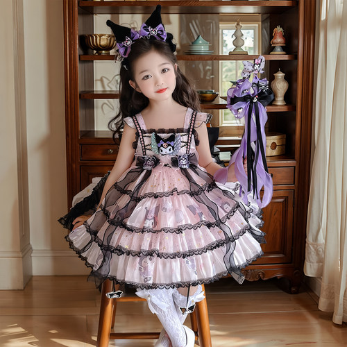 库洛米洛丽塔公主裙套装甜美可爱女童连衣裙2025新款生日礼服裙夏 - 图1