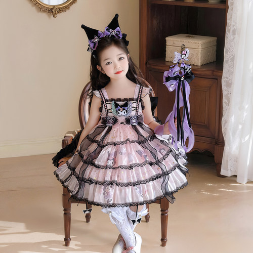 库洛米洛丽塔公主裙套装甜美可爱女童连衣裙2025新款生日礼服裙夏 - 图3