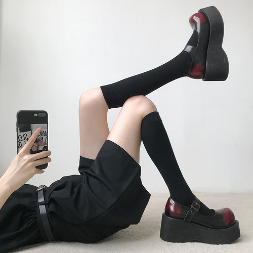 JUICE PARK扣带厚底玛丽珍女松糕新中式日系JK原宿软妹大头鞋 - 图2