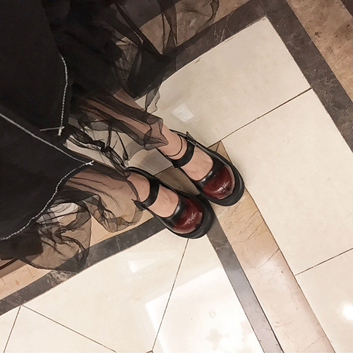 JUICE PARK扣带厚底玛丽珍女松糕新中式日系JK原宿软妹大头鞋 - 图0