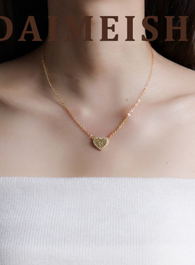 简约时尚百搭碎冰冰微镶锆石爱心项链配饰女轻奢小众感锁骨链