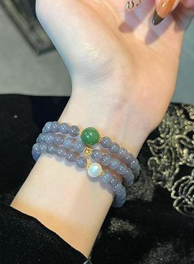 和田玉烟紫玉新中式手串女款百搭