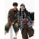 American high street retro plaid shirt