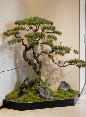 新中式仿真迎客松大型绿植盆景