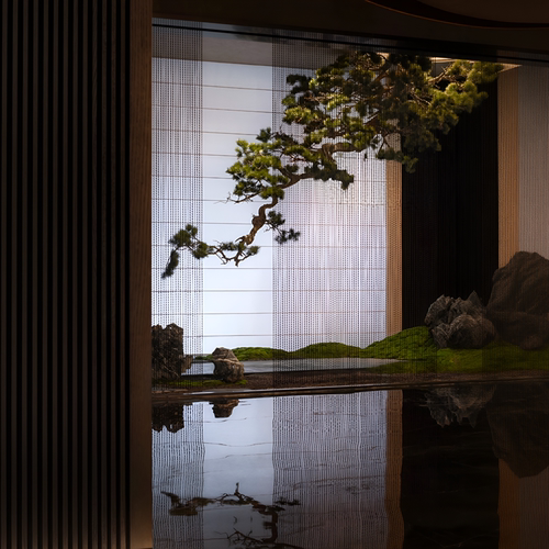 仿真悬挂松树迎客松假树仿真树玄关造景大型悬挂植物中式室内装饰 - 图0